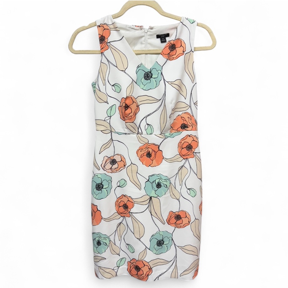 Ann Taylor Factory Petite Floral Sheath Dress 00P - Coral Poppy Bloomcore - Picture 3 of 9